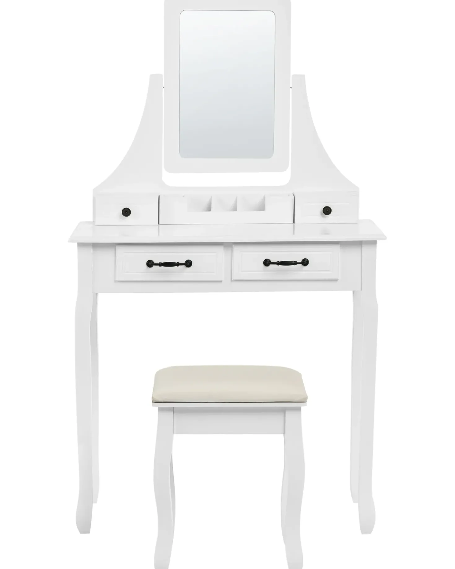 Toeletta con specchio e sgabello RAYON Bianco