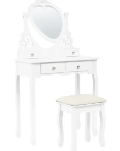 Toeletta con specchio e sgabello DIVA Bianco