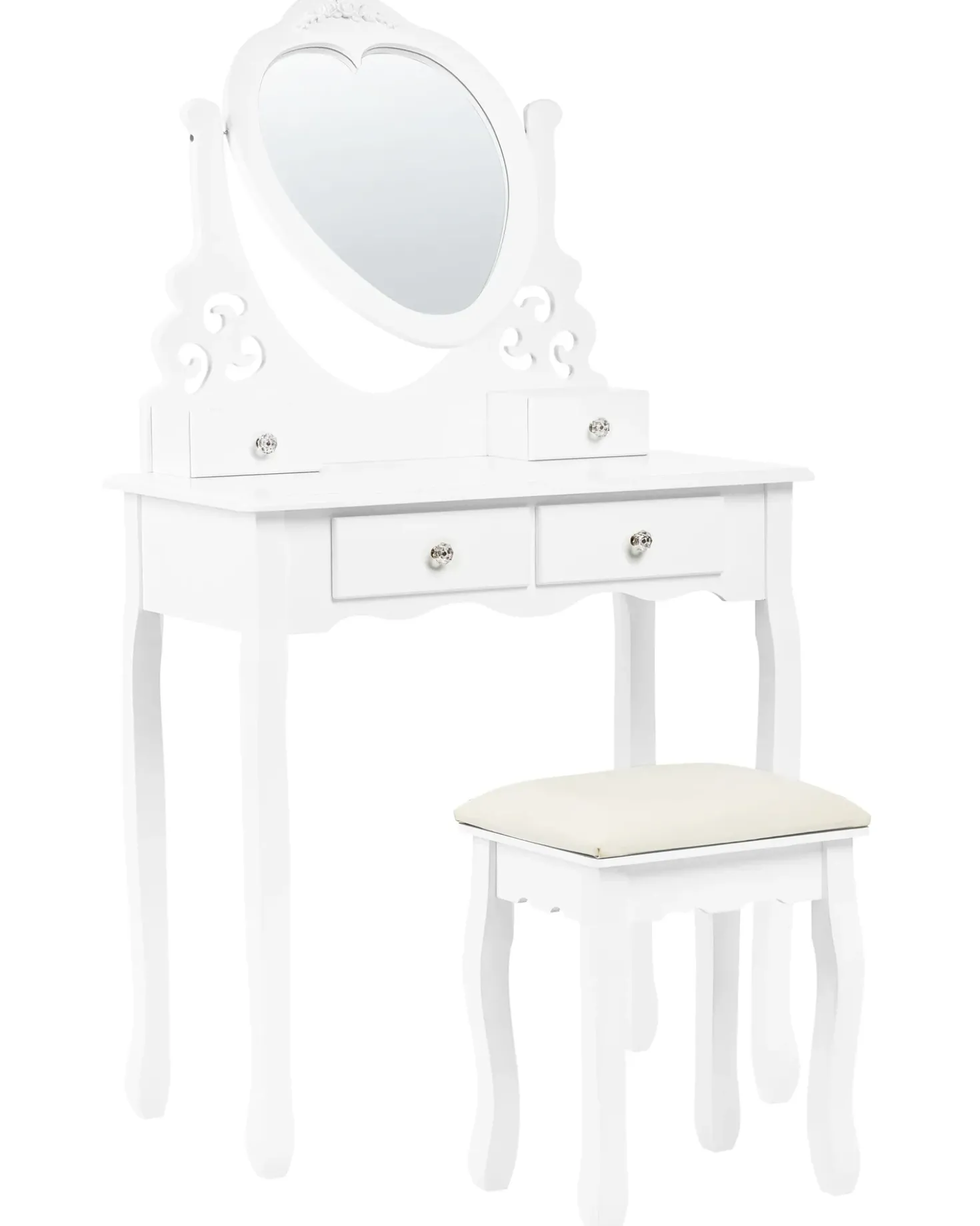 Toeletta con specchio e sgabello DIVA Bianco