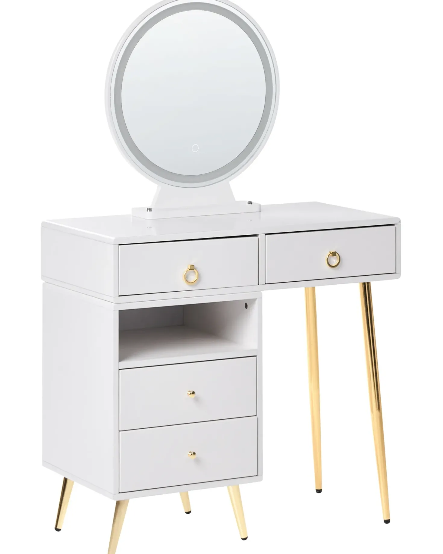 Toeletta con specchio e sgabello YVES LED Bianco