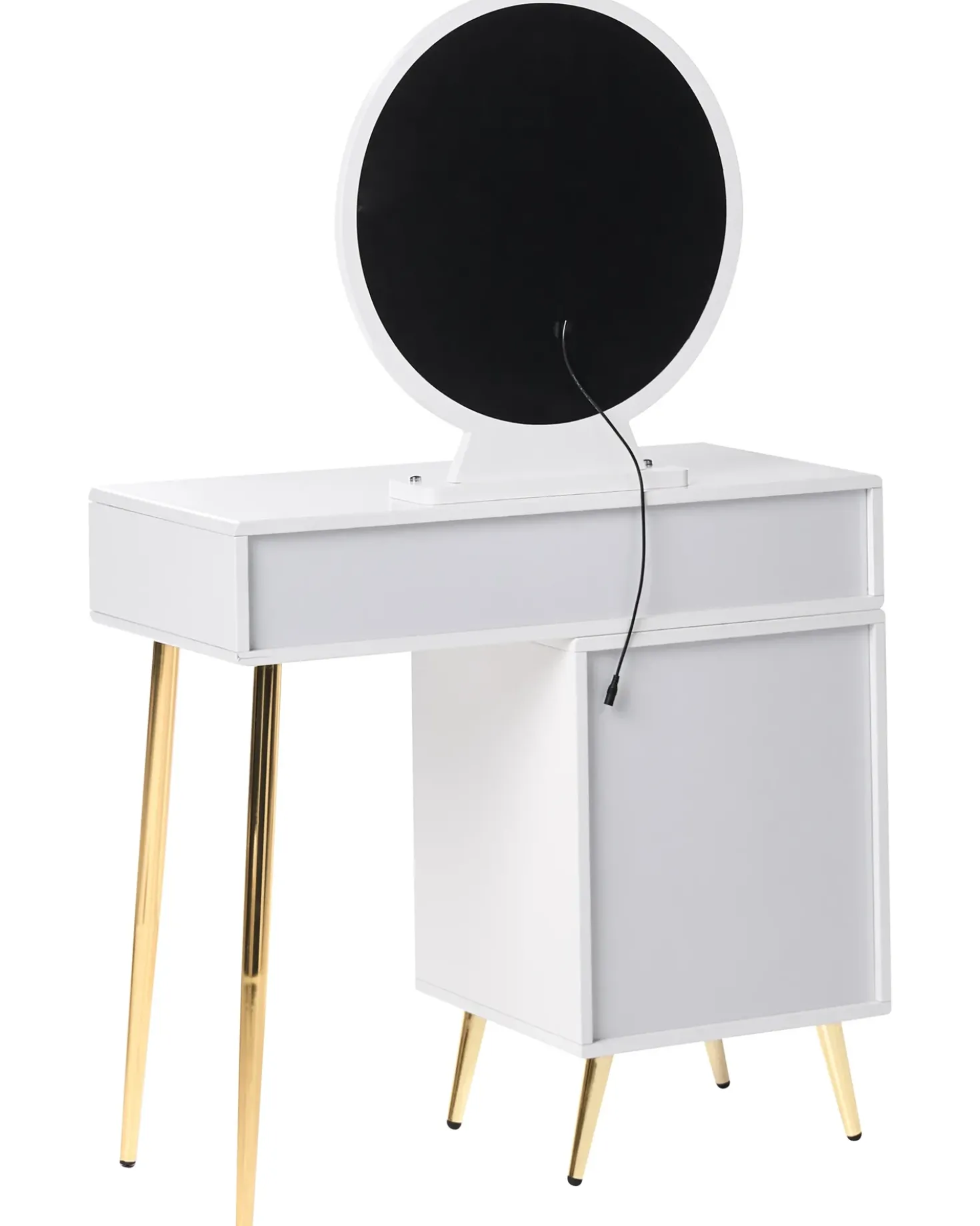 Toeletta con specchio e sgabello YVES LED Bianco