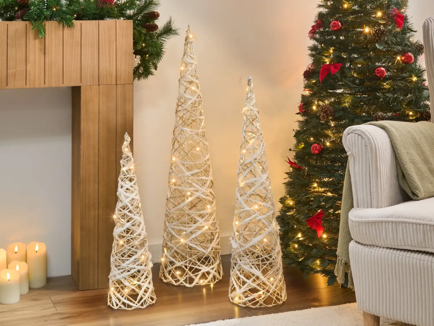 TUELSO Albero di Natale 60/80/100 cm Bianco/Oro