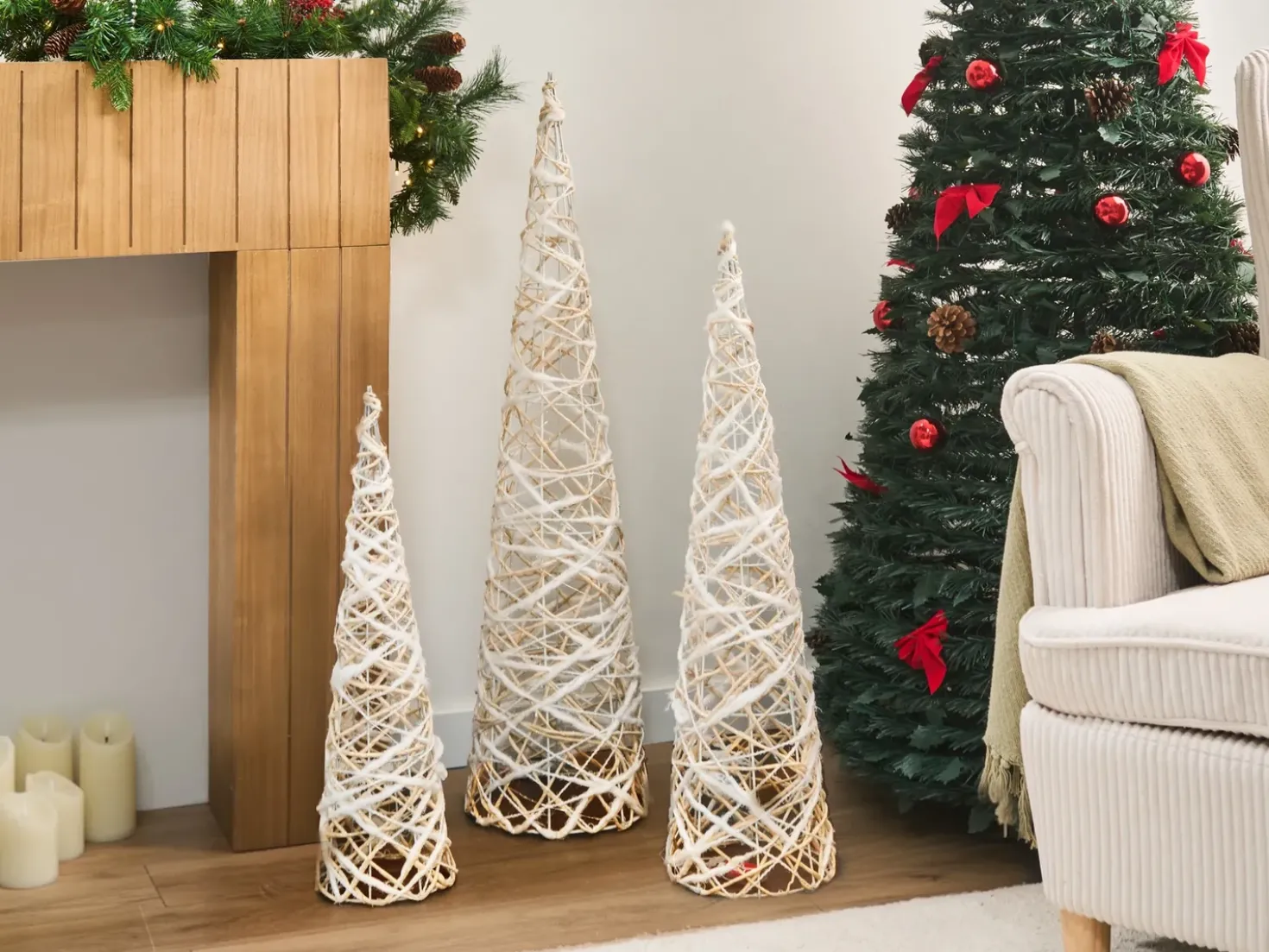 TUELSO Albero di Natale 60/80/100 cm Bianco/Oro