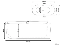 Vasca da bagno angolare GOCTA Lato Sinistro 170 x 77 cm Bianco