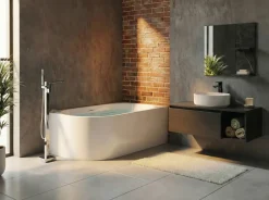 Vasca da bagno angolare PORTINHO Lato Sinistro 170 x 80 cm Bianco