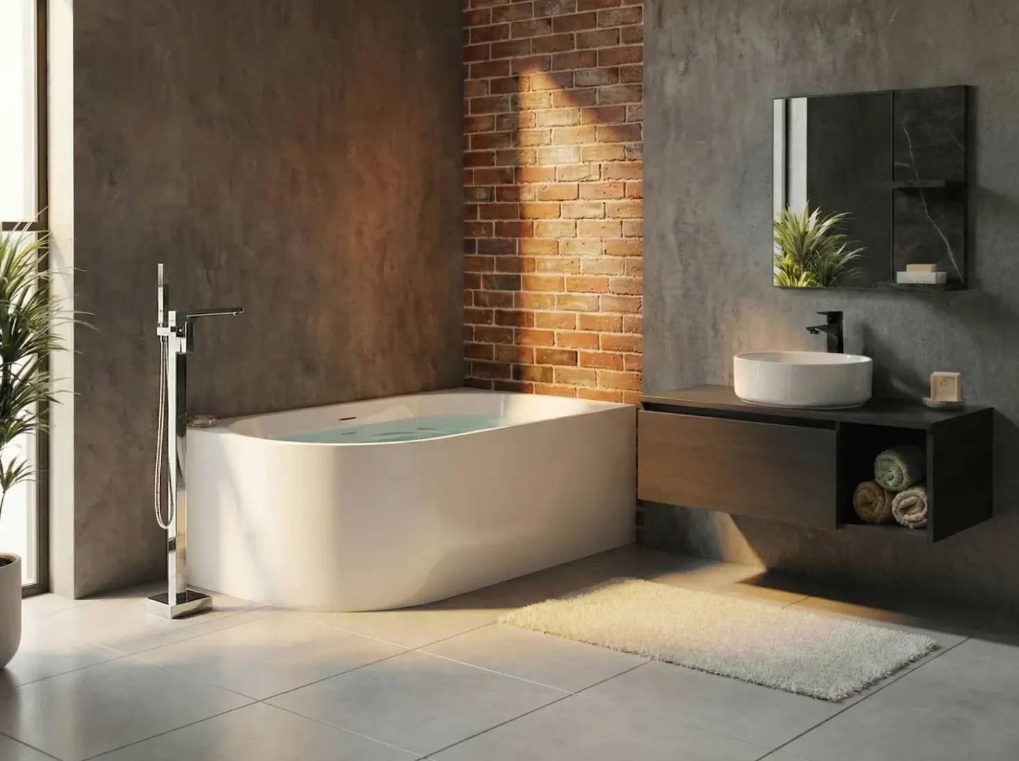 Vasca da bagno angolare PORTINHO Lato Sinistro 170 x 80 cm Bianco