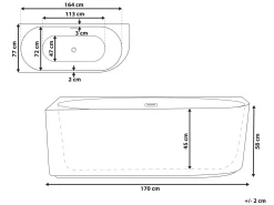 Vasca da bagno angolare PORTINHO Lato destro 170 x 80 cm Bianco