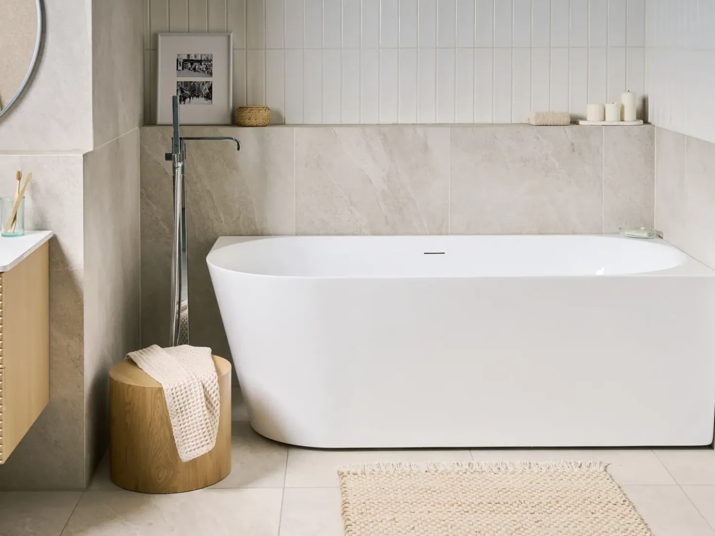 Vasca da bagno angolare RENACA Lato Sinistro 170 x 79 cm Bianco