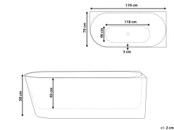 Vasca da bagno angolare RENACA Lato Sinistro 170 x 79 cm Bianco