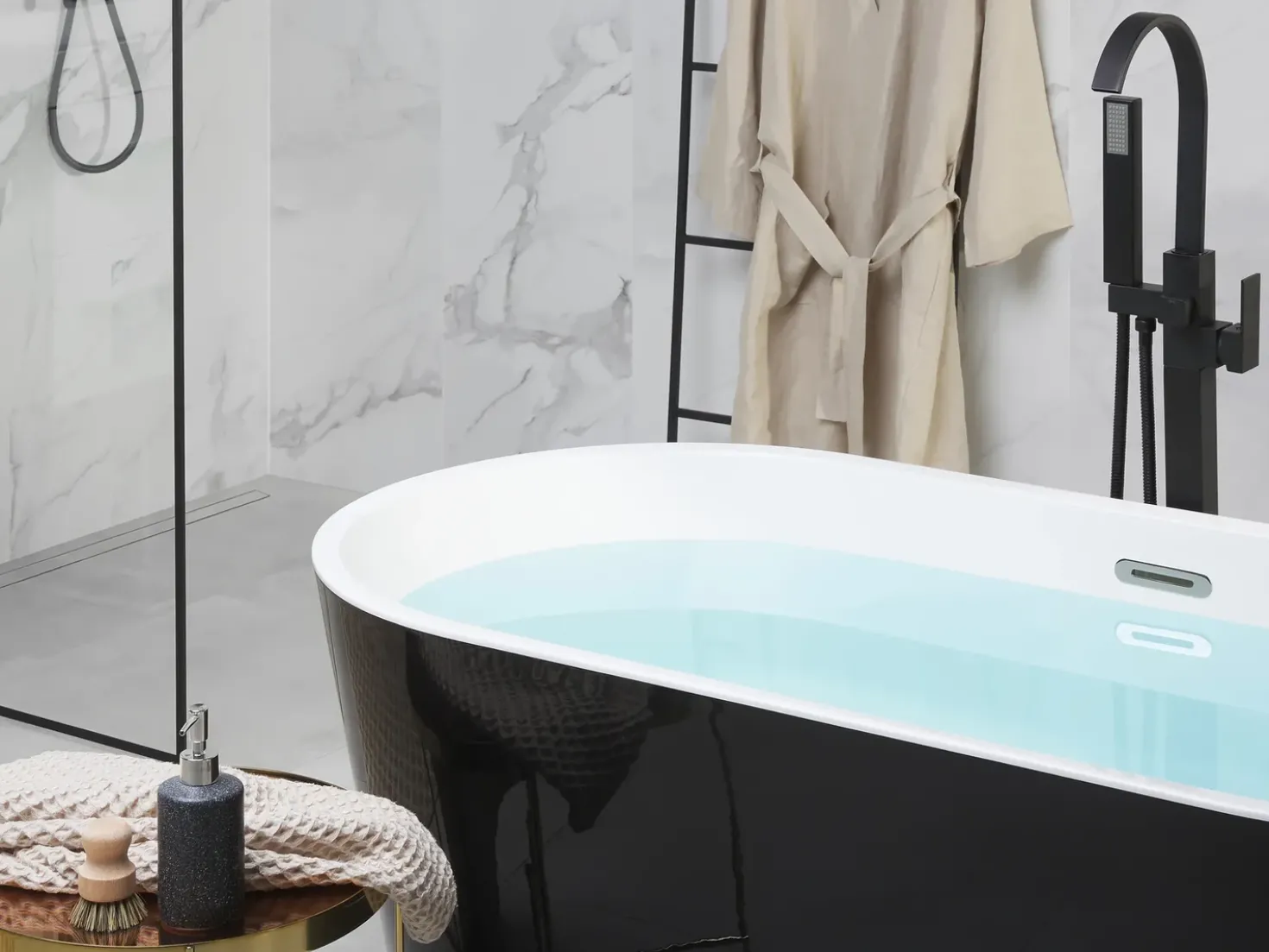 Vasca da bagno freestanding HAVANA 150 x 75 cm Nero/Bianco