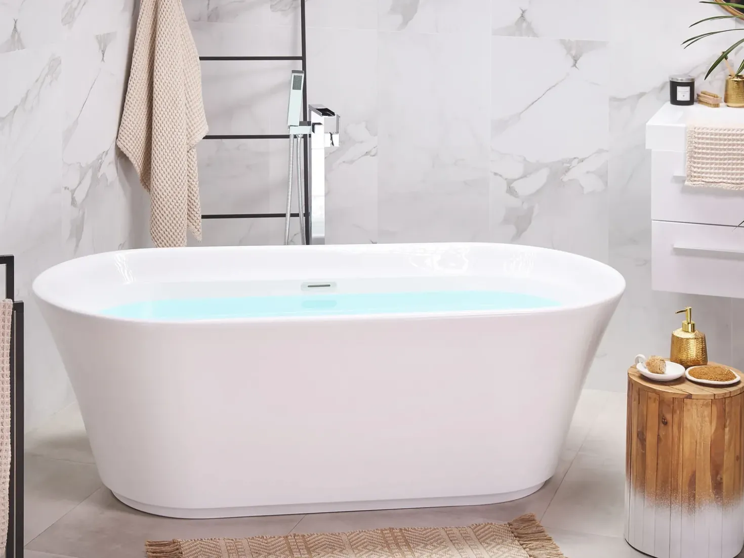 Vasca da bagno freestanding OVALLE 170 x 80 cm Bianco