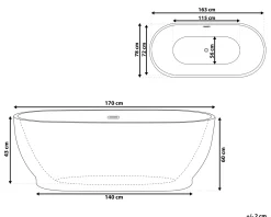 Vasca da bagno freestanding LEVERA 170 x 78 cm Bianco