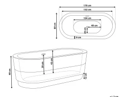Vasca da bagno freestanding EMPRESA con accessori 170 x 80 cm Bianco