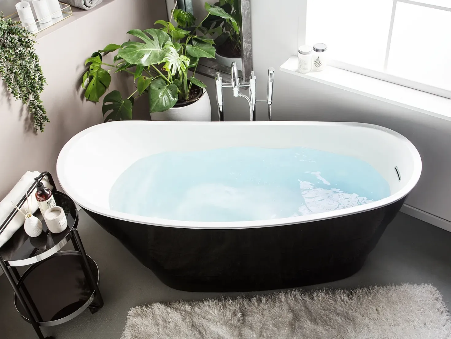 Vasca da bagno freestanding BUENAVISTA 170 x 73 cm Nero