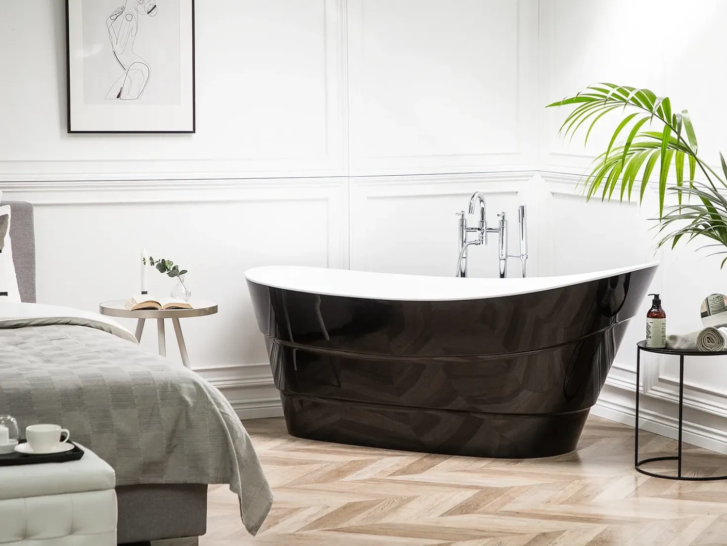 Vasca da bagno freestanding BUENAVISTA 170 x 73 cm Nero