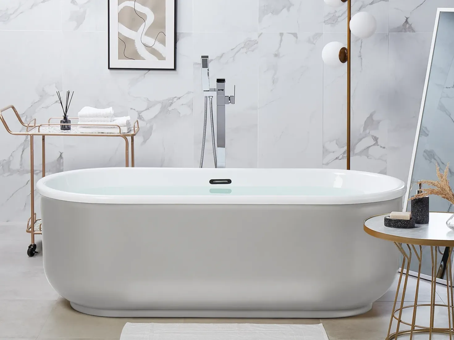 Vasca da bagno freestanding PINEL 170 x 80 cm Argento