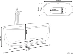 Vasca da bagno freestanding PINEL 170 x 80 cm Argento
