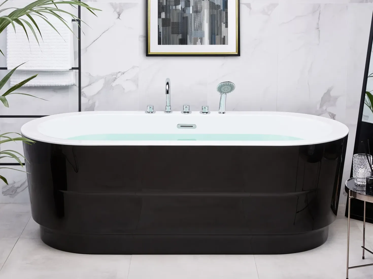 Vasca da bagno freestanding EMPRESA con accessori 170 x 80 cm Nero