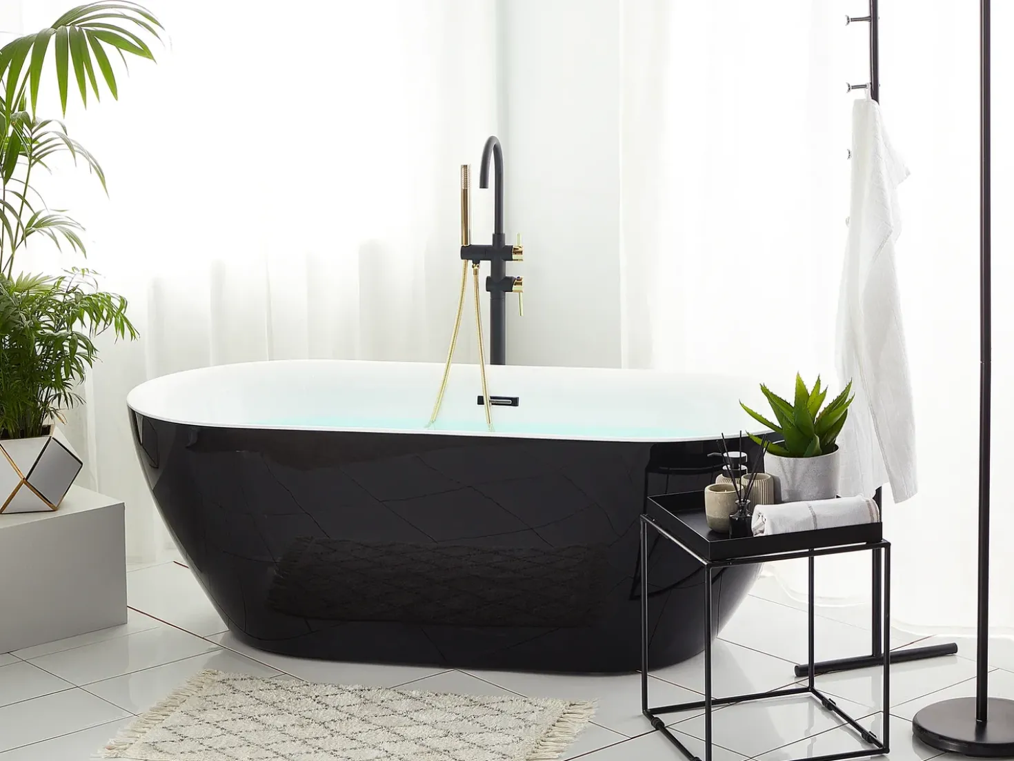 Vasca da bagno freestanding CARRERA 150 x 75 cm Nero