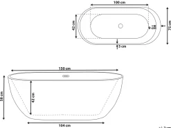 Vasca da bagno freestanding NEVIS 150 x 75 cm Nero