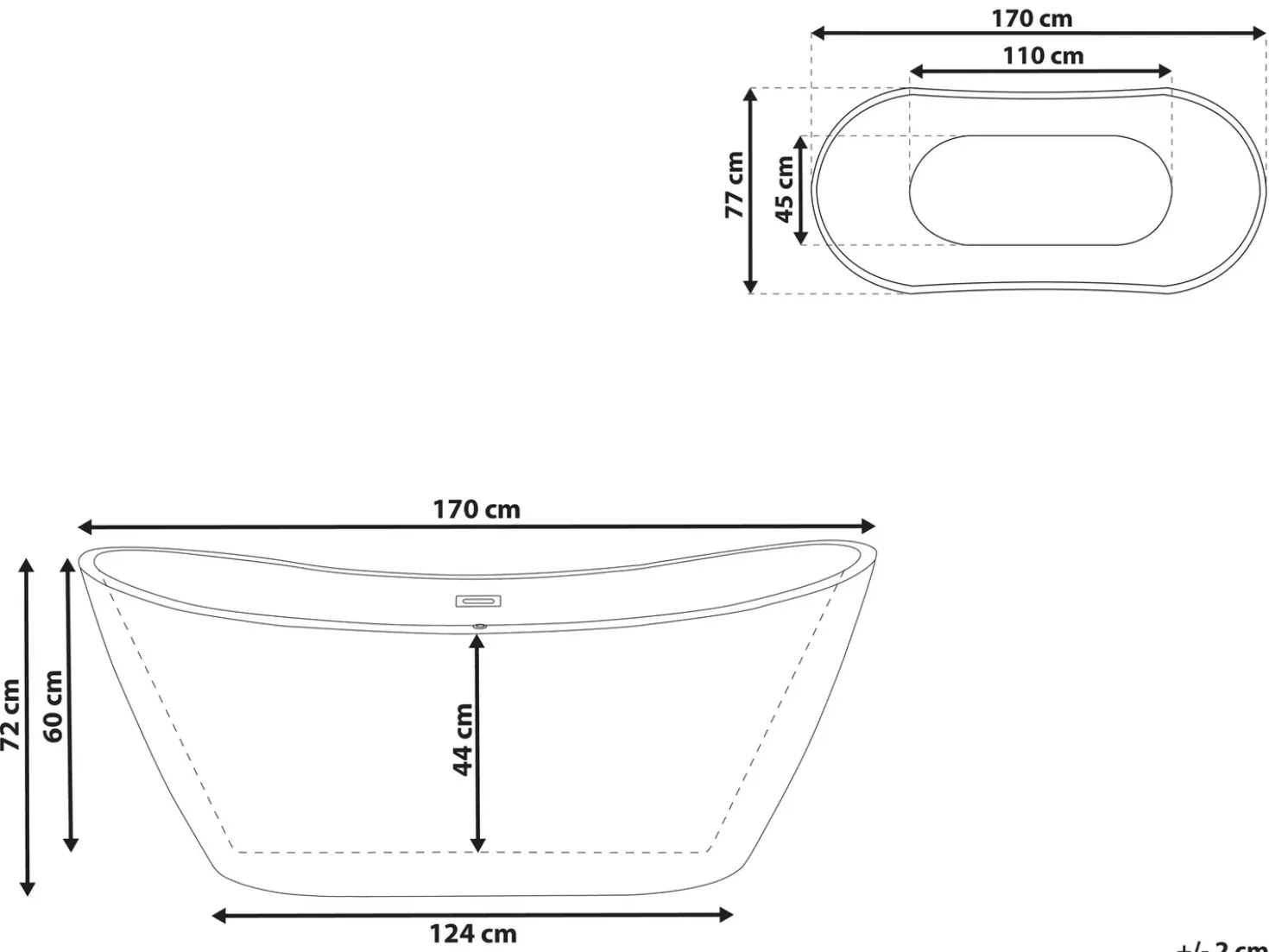 Vasca da bagno freestanding ANTIGUA 170 x 77 cm Foglia di tè