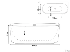 Vasca da bagno GOCTA 170 x 80 cm Bianco
