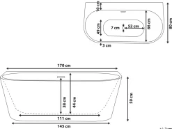 Vasca da bagno HARVEY 170 x 80 cm Nero/Bianco