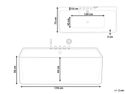 Vasca da bagno QUATRE 170 x 75 cm Bianco