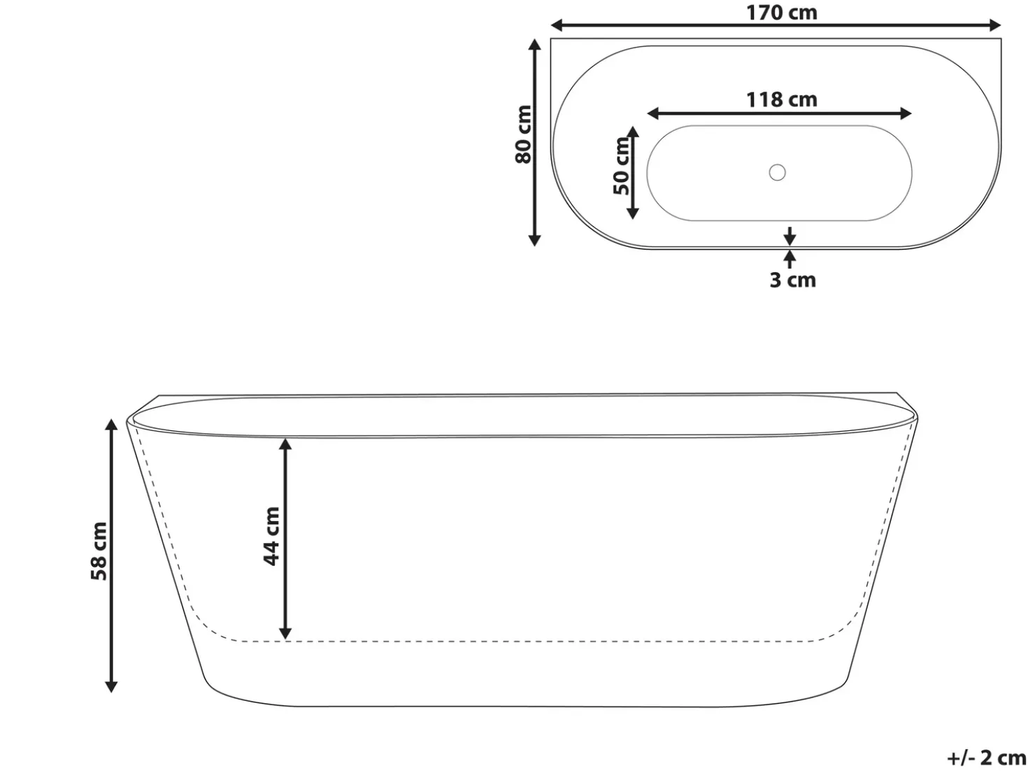 Vasca da bagno RENACA 170 x 79 cm Bianco