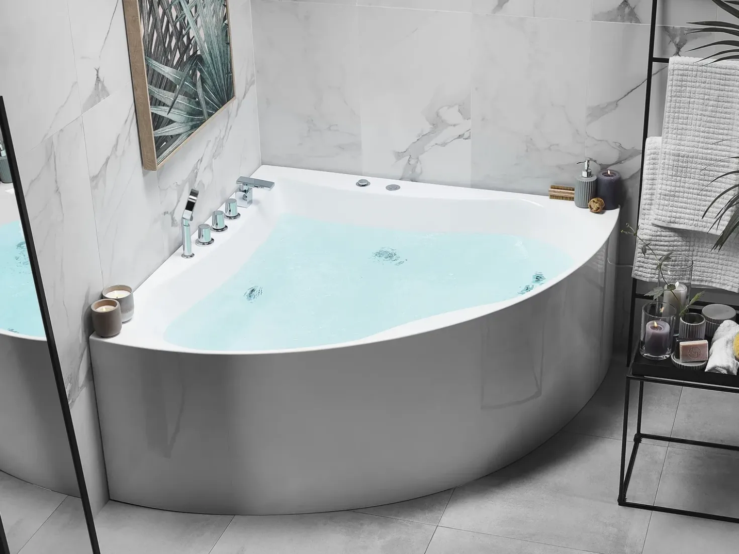 Vasca idromassaggio angolare ISLITA 187 x 133 cm Bianco