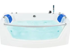 Vasca idromassaggio angolare con LED FUERTE 175 x 85 cm Bianco
