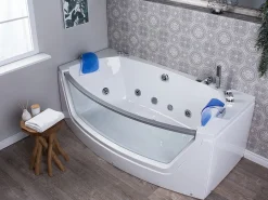 Vasca idromassaggio angolare con LED FUERTE 175 x 85 cm Bianco