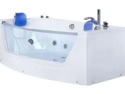 Vasca idromassaggio angolare con LED FUERTE 175 x 85 cm Bianco