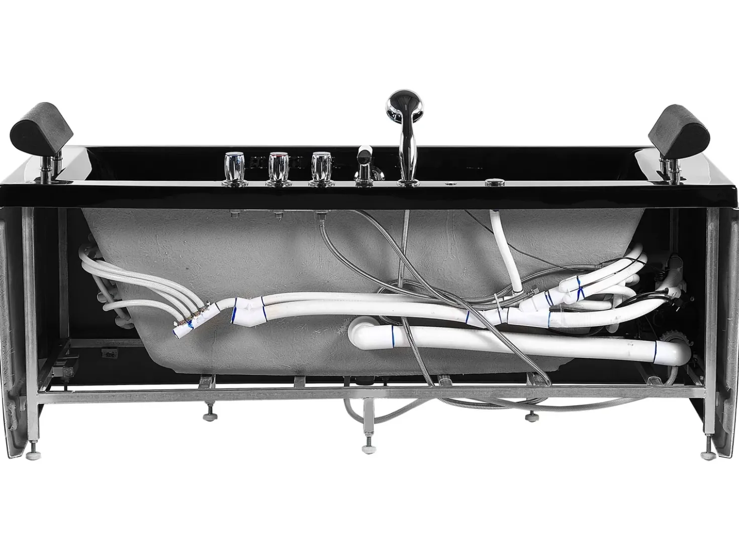 Vasca idromassaggio angolare con LED MONTEGO 172 x 83 cm Nero