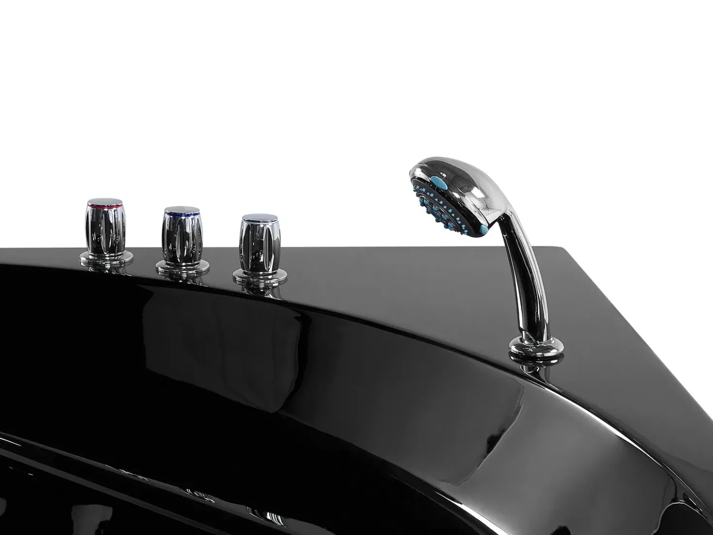 Vasca idromassaggio angolare con LED MEVES 140 x 140 cm Nero