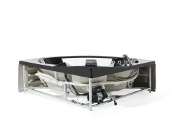 Vasca idromassaggio angolare con LED MARTINICA 214 x 155 cm Nero