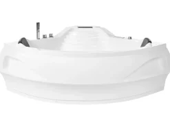 Vasca idromassaggio angolare con LED MONACO con altoparlante Bluetooth integrato 210 x 145 cm Bianco