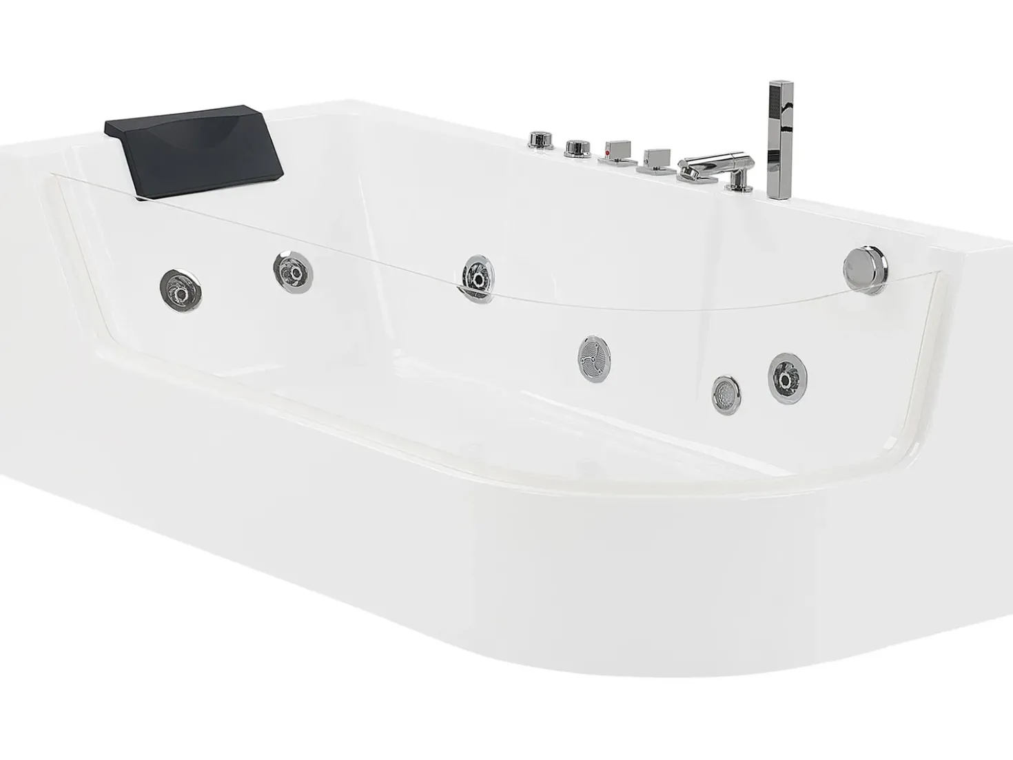 Vasca idromassaggio angolare con LED ACUARIO Lato destro 170 x 80 cm Bianco