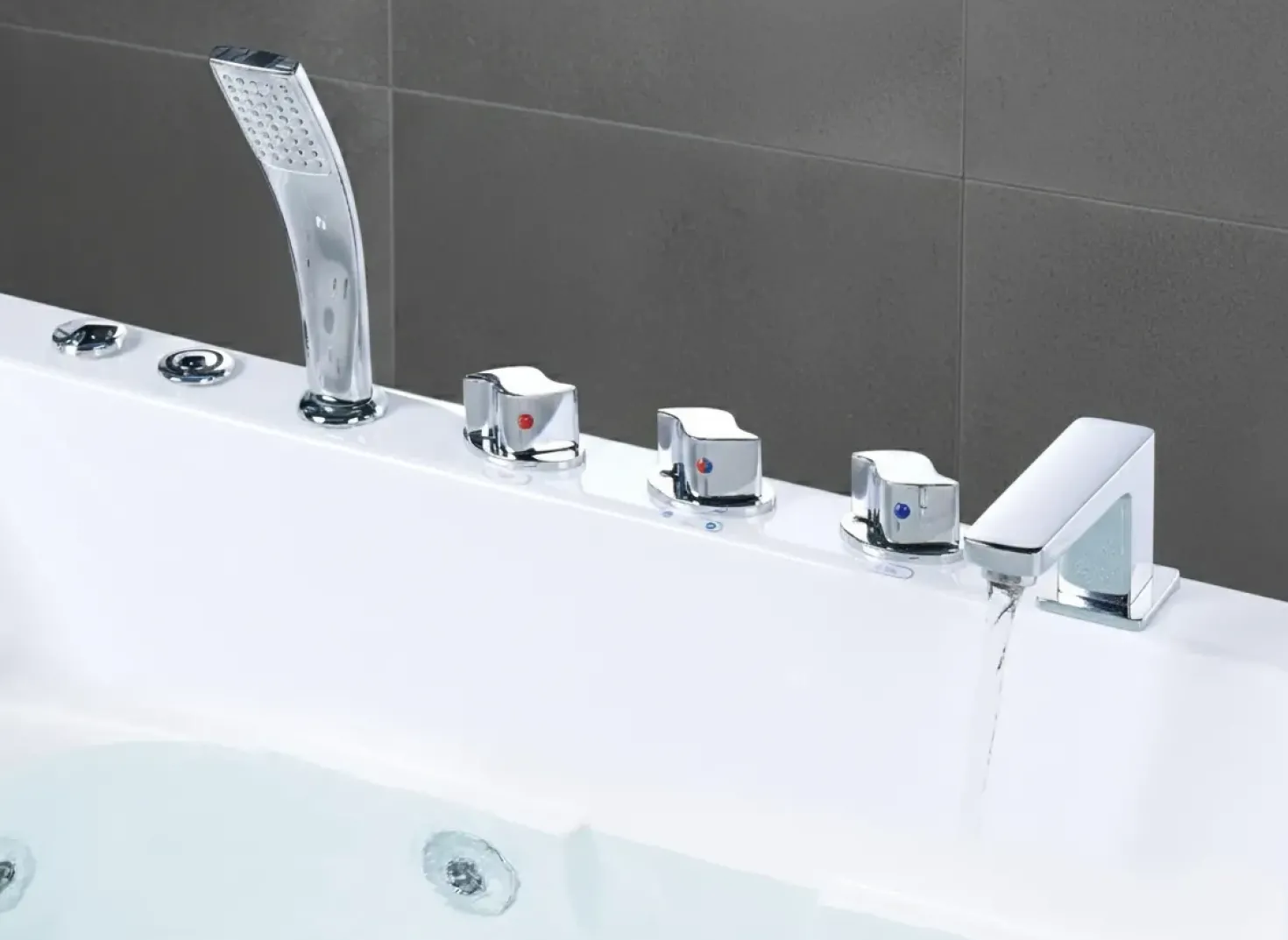 Vasca idromassaggio angolare con LED POZUELOS 170 x 90 cm Bianco