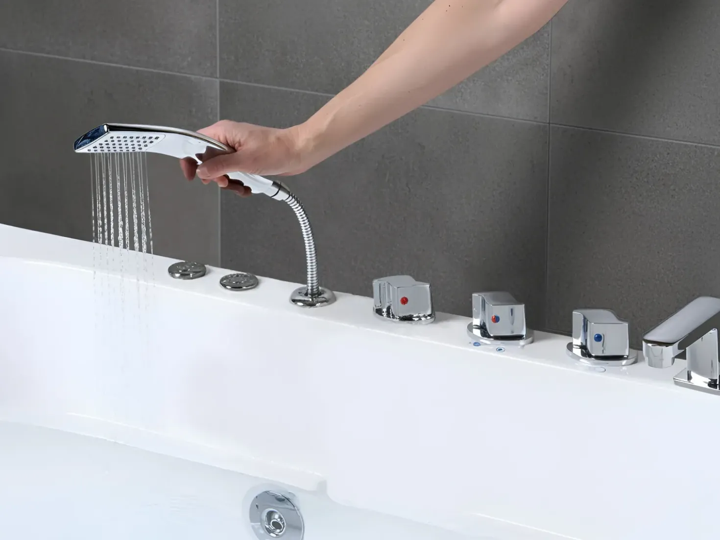 Vasca idromassaggio angolare con LED POZUELOS 170 x 90 cm Bianco