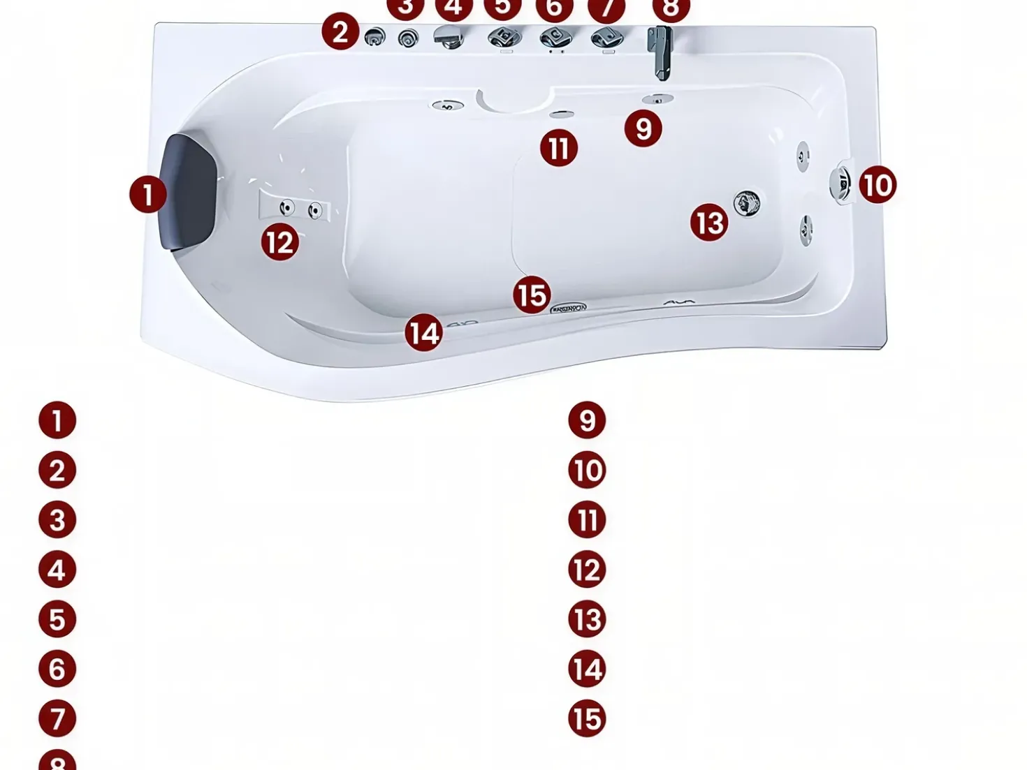Vasca idromassaggio angolare con LED POZUELOS 170 x 90 cm Bianco