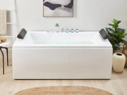 Vasca idromassaggio angolare con LED MONTEGO 172 x 83 cm Bianco