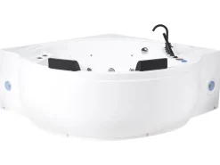 Vasca idromassaggio angolare con LED MANRESA con altoparlante Bluetooth integrato 225 x 160 cm Bianco
