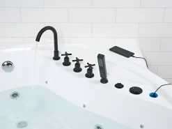 Vasca idromassaggio angolare con LED MANRESA con altoparlante Bluetooth integrato 225 x 160 cm Bianco