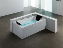 Vasca idromassaggio angolare con LED VARADERO Lato Sinistro 183 x 90 cm Bianco