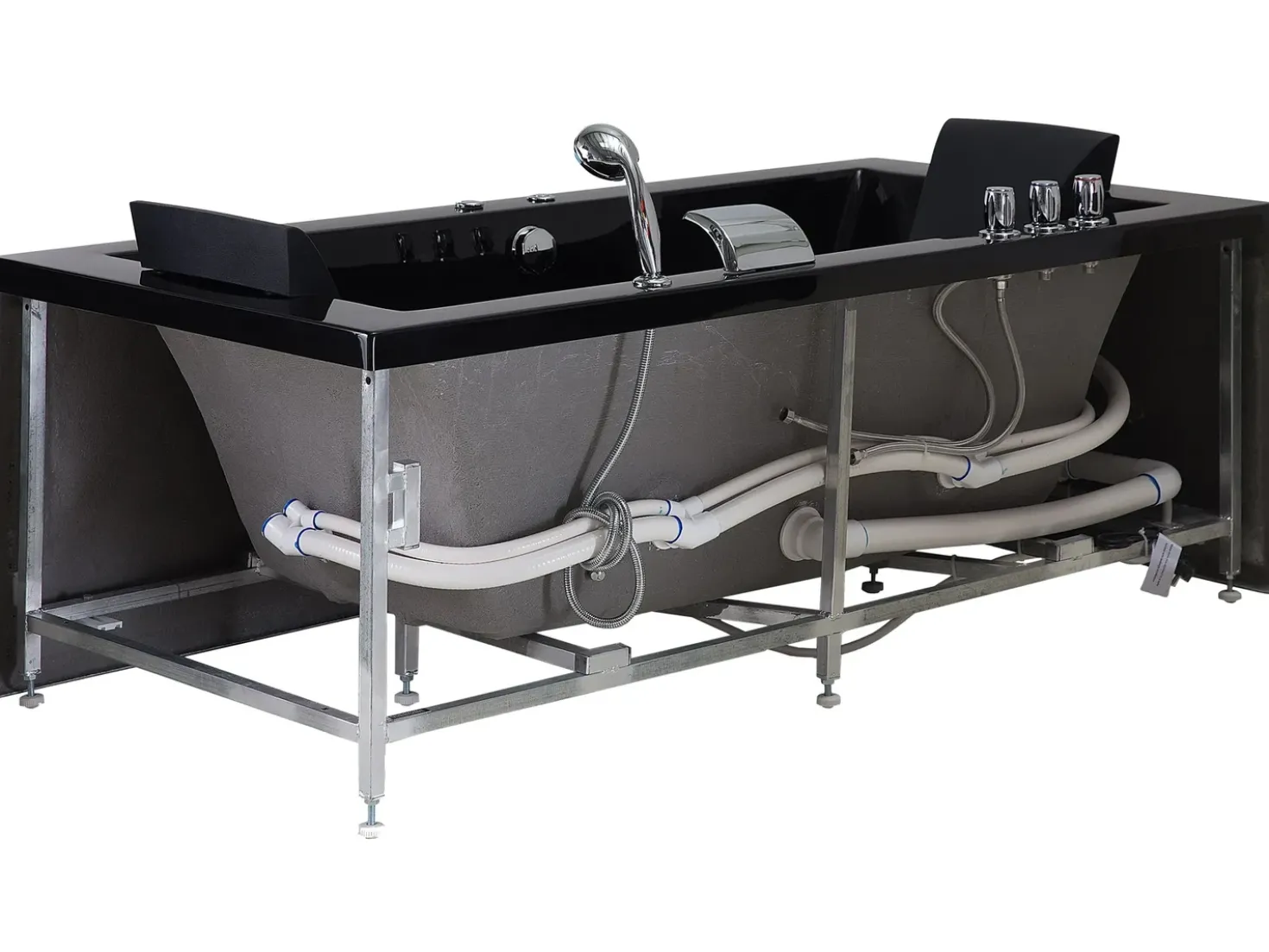 Vasca idromassaggio angolare con LED VARADERO Lato Sinistro 183 x 90 cm Nero