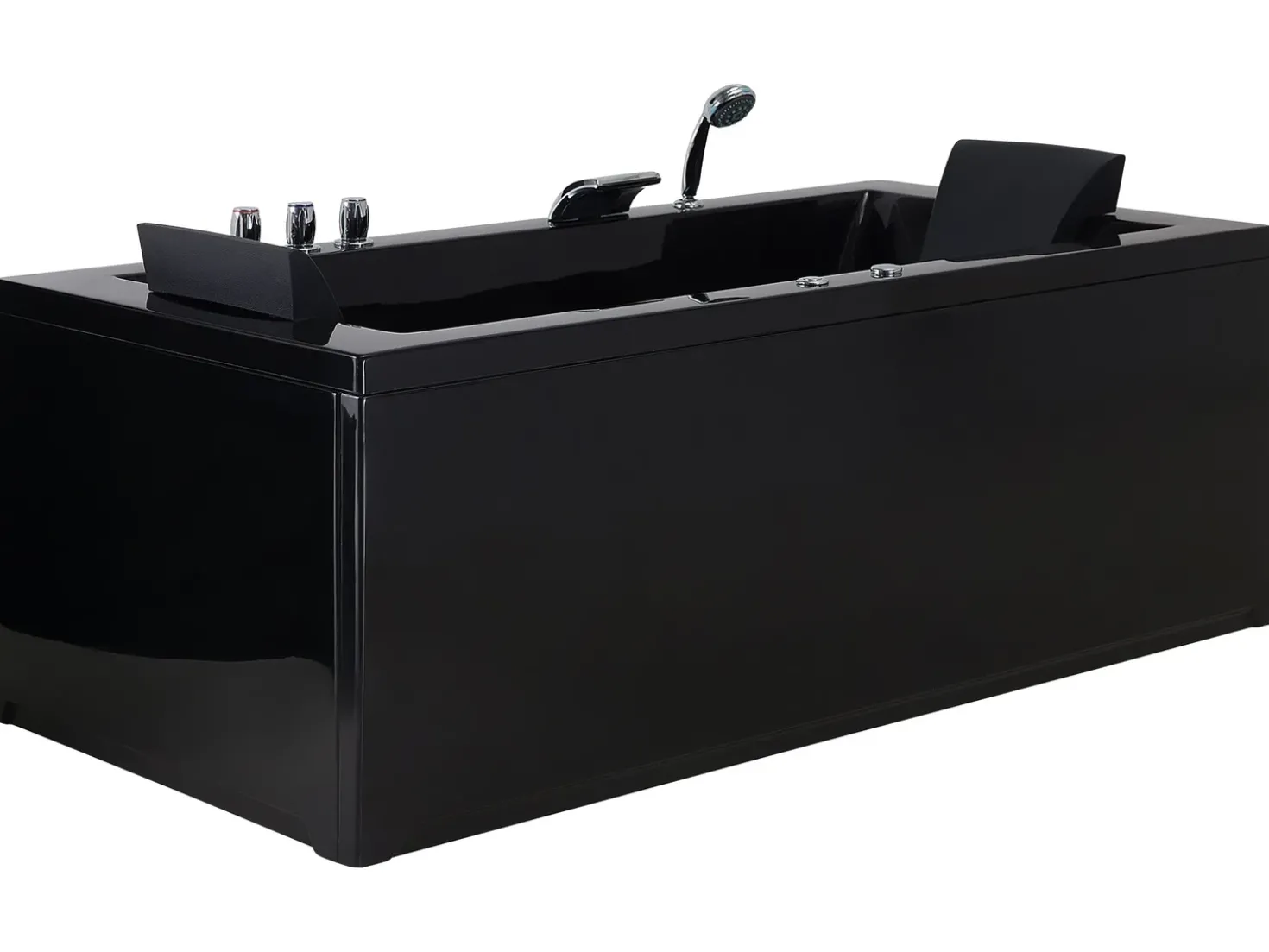 Vasca idromassaggio angolare con LED VARADERO Lato Sinistro 183 x 90 cm Nero