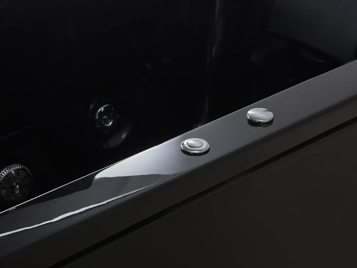 Vasca idromassaggio angolare con LED VARADERO Lato Sinistro 183 x 90 cm Nero