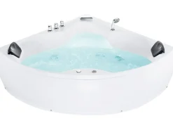 Vasca idromassaggio angolare con LED SENADO 205 x 150 cm Bianco