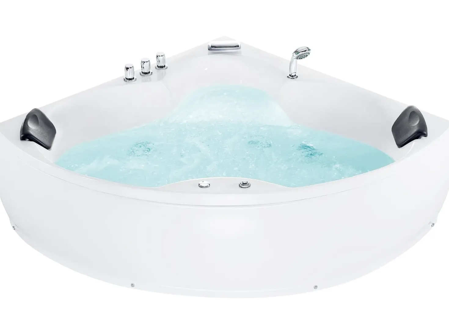 Vasca idromassaggio angolare con LED SENADO 205 x 150 cm Bianco